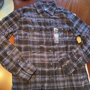 NWT George Mens Flannel Shirt Mens Size Small Blue Gray Plaid